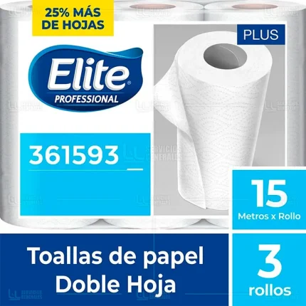 Papel Toalla Doble Hoja Plus Elite 3 Rollo x 15 M