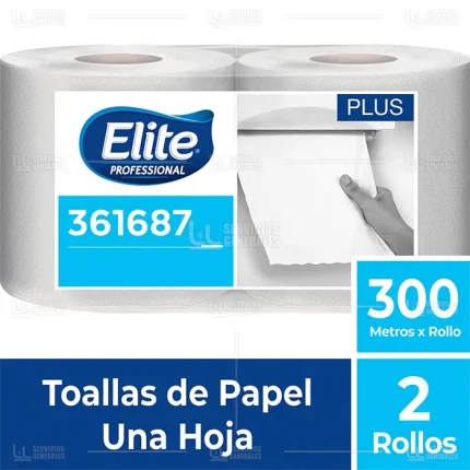 Papel Toalla Una Hoja Plus Elite 2 Rollos x 300 M