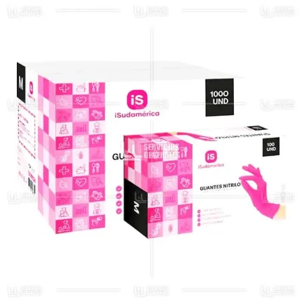 Guante Nitrilo Rosado ISudamérica Iprotec 1 Caja x 10 Pqt