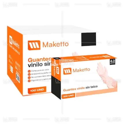 Guante Vinilo sin Talco Maketto Iprotec 1 Caja x 10 Pqt